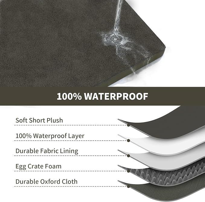 Comfort Dog Bed for Small Dogs & Cats, Waterproof Dog Crate Mat Orthopedic Egg - Image 4