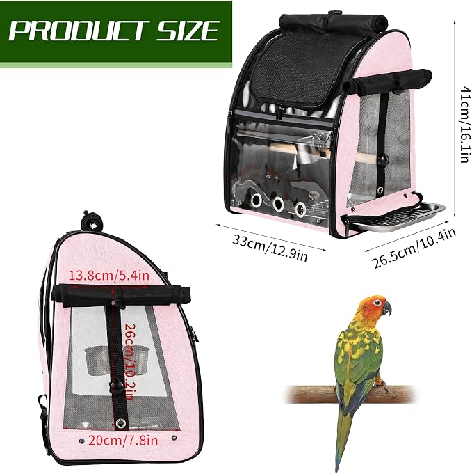 SUERTREE Bird Carrier Bag with Indestructible Stainless Steel Mesh, Bird Travel - Image 6