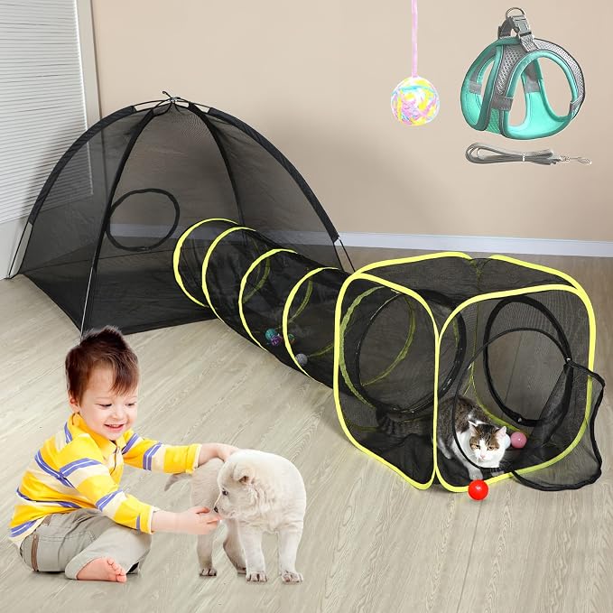 Outdoor Cat Enclosures for Indoor, Portable Mesh Tent, Outdoor pet Tunnel - Image 7