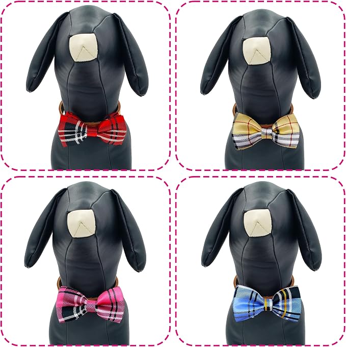 PET SHOW 8pcs Plaid Small Dogs Collar Bow Ties Puppies Cats Collar Charms - Image 4