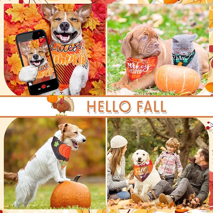 Sweetude 100 Pcs Fall Dog Bandanas Bulk Plaid Bandanas - Image 5