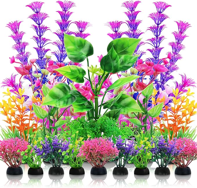 Aquarium Decorations Plants, Colorful Fish Tank Accessories, Fish Tank Plants by QUOZUO
