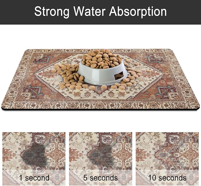 Dog Food Mats for Floors, Absorbent and Quick-Drying Pet Cat Food Mat, - Image 5