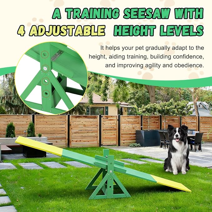94.5" Adjustable Dog Agility Seesaw 4-Level Height Training Teeter - Image 6