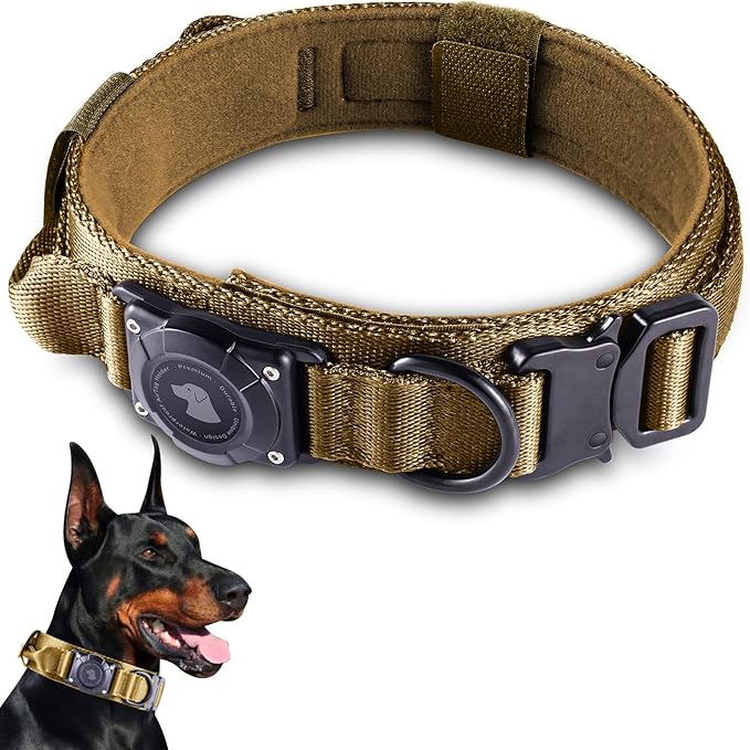 2025 Upgrade Waterproof AirTag Dog Collar, Military Tactical Dog Collar by ODOKELE