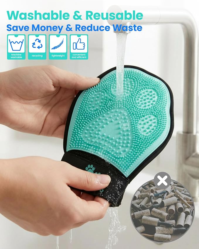 Pet Hair Removal Glove for Dogs & Cats, 2-in-1 Double-Sided Pet Grooming Tool - Image 6