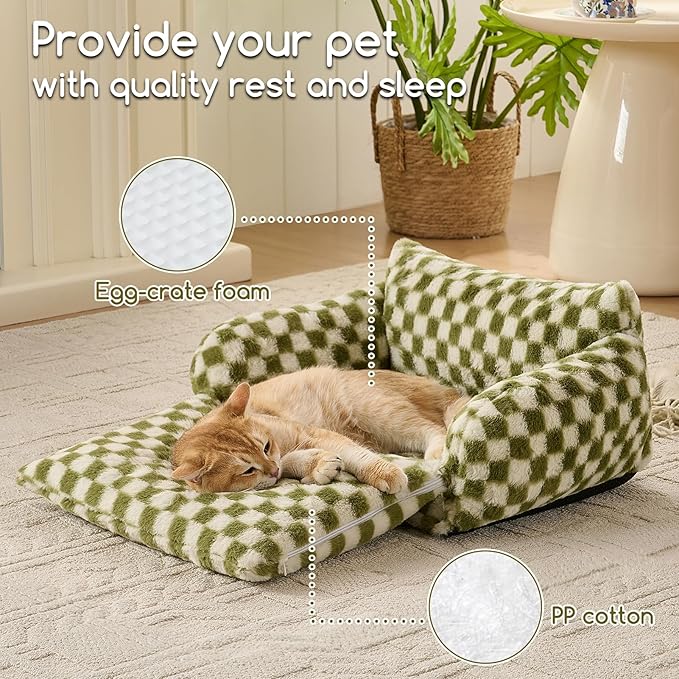 Hollypet Cat Bed Fluffy Plush Mutifuctional Double-Layer Soft Pet Couch - Image 5
