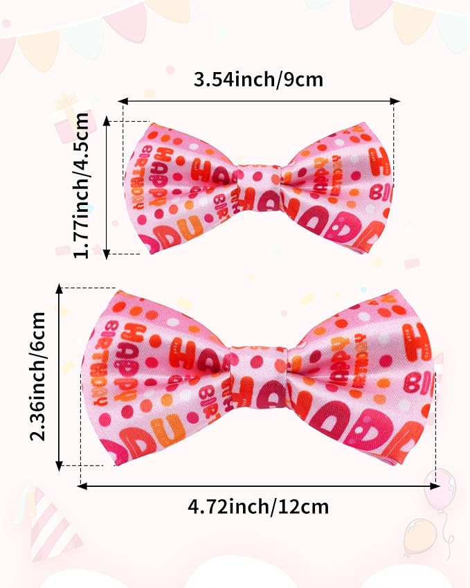 PET SHOW 5 Pack Happy Birthday Small Dog Bow Ties Sliding Collar Attachment - Image 2
