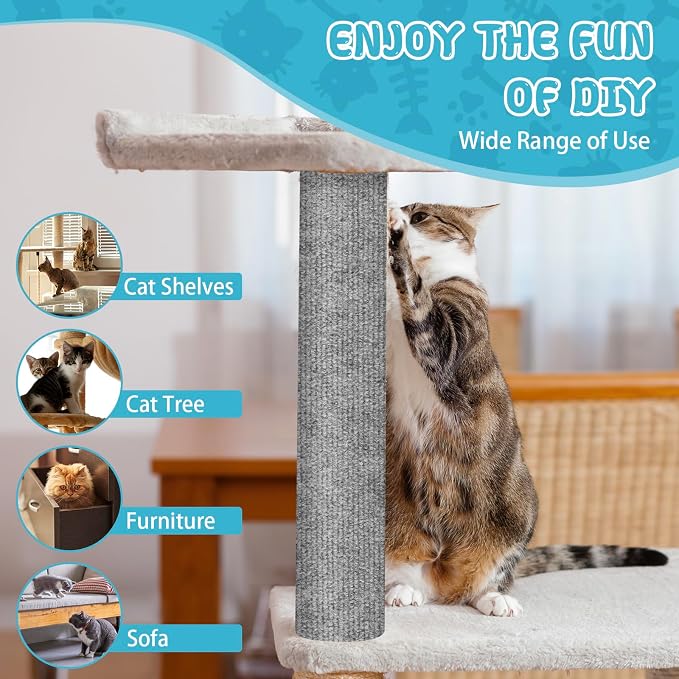 Climbing Cat Scratcher Mat Trimmable Cat Scratching Post Carpet 157.4’’x15.8’’ - Image 6
