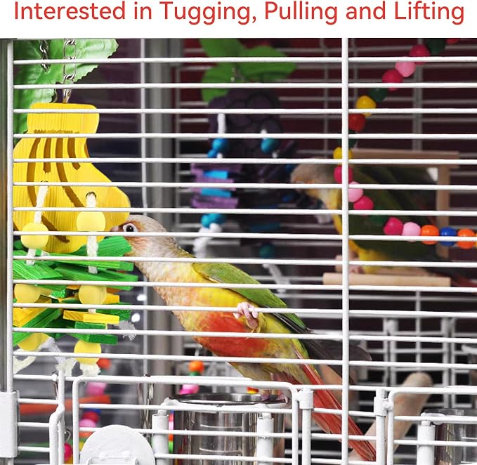 JSLZF Bird Chewing Toy for Parrot Cockatiel Conure Wood Block Cage Hanging - Image 5