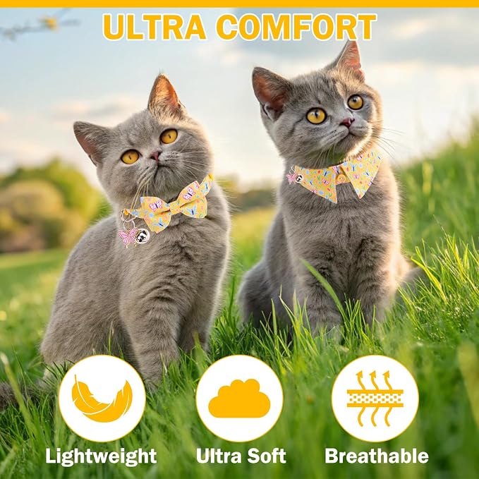 Cat Collar Breakaway with Bells, 2 Pack Soft Butterfly Kitten Collar with - Image 3