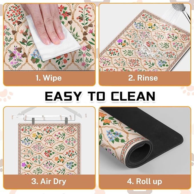 Absorbent Pet Dog Bowl Mat for Food and Water, Pet Cat Food Feeding Mat - Image 6