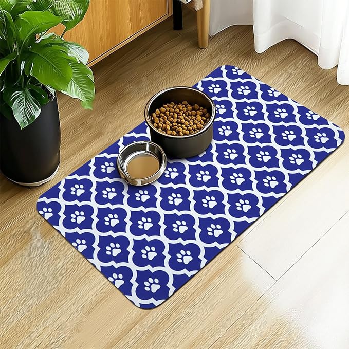 Dog Food Mat 12X20 Inch Pet Feeding Absorbent Mats by Xspatroias