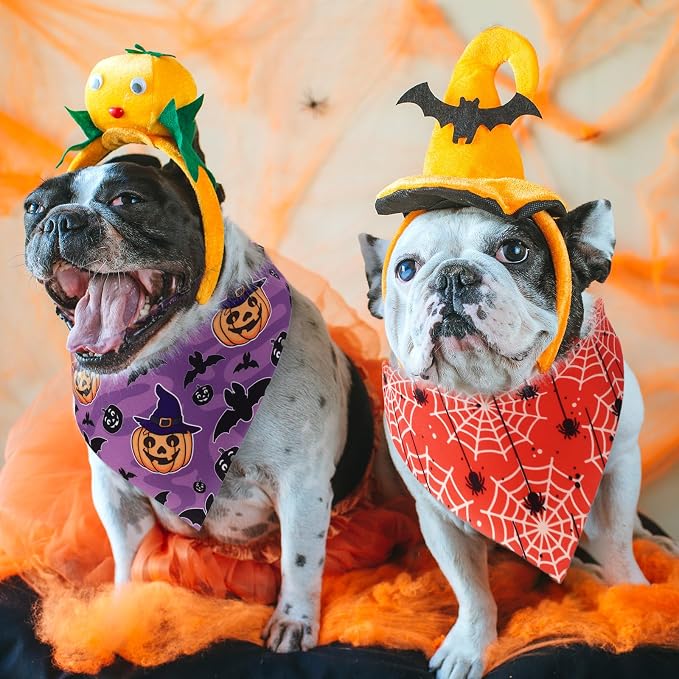 Sanwuta 48 Pcs Halloween Dog Bandanas Bulk Pumpkin Dog Bandanas Adjustable - Image 6