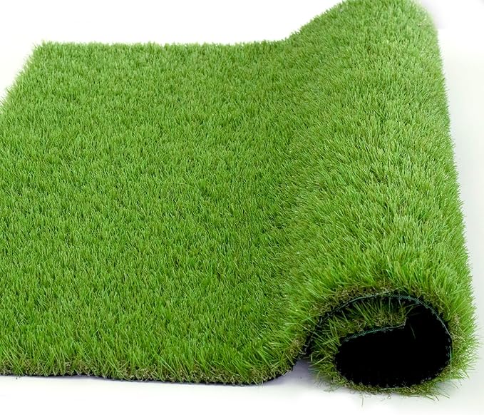 Artificial Grass Rug Outdoor Indoor 7FTX14FT Fake Grass Carpet Green Synthetic - Image 3