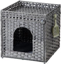 Cat Litter Enclosure with Hidden Litter Mat and Rattan Cat House, Supports Two by SETVSON