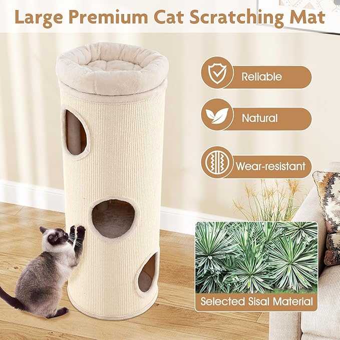 Tangkula 4 Story Cat Tree Condo, 49” Barrel-Shaped Cat House - Image 7
