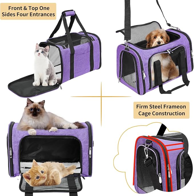 Soft-Sided Cat/Dog/Pet Carrier, Collapsible Pets Travel Carriers - Image 5