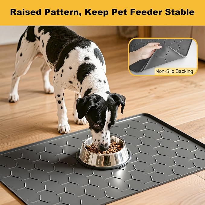 Pieviev 34''x22'' Dog Cat Food Bowl Mat, Silicone Waterproof Food Grade Pet - Image 7