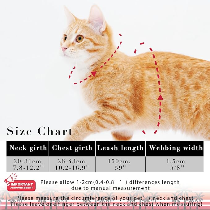Cat Harness and Leash Set, Adjustable Kitten Harness Escape Proof Cats Harness - Image 6
