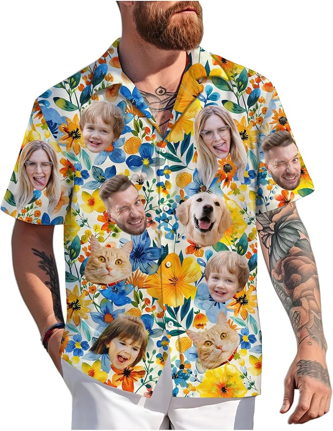 Custom Hawaiian Shirt with Face Photo Picture by GLOXO