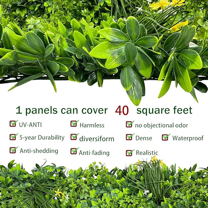 Artificial Plant Wall Roll: 48 X120 in UV-Anti Ivy Privacy Fence Screen Faux - Image 3