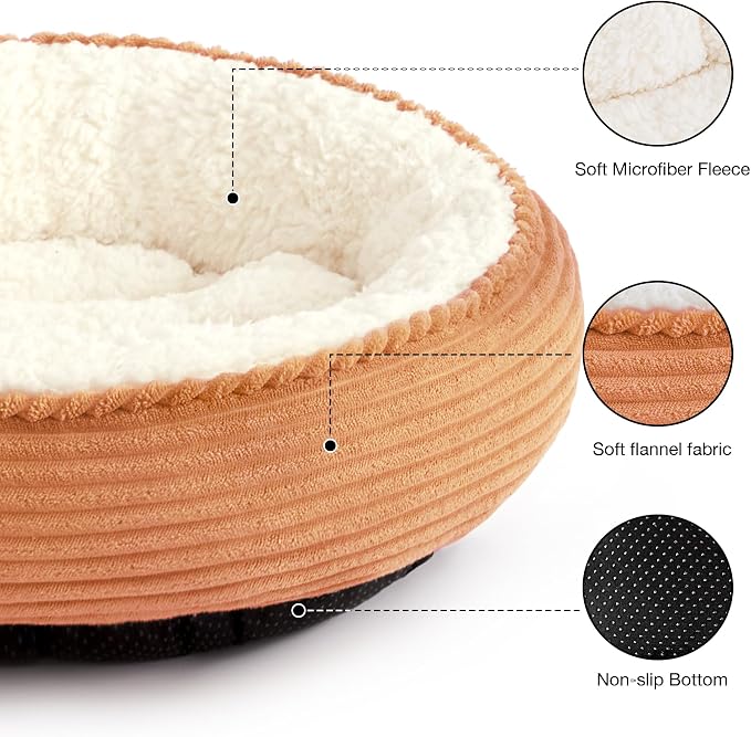 Love's cabin Round Donut Cat and Dog Cushion Bed, 20in Pet Bed - Image 2