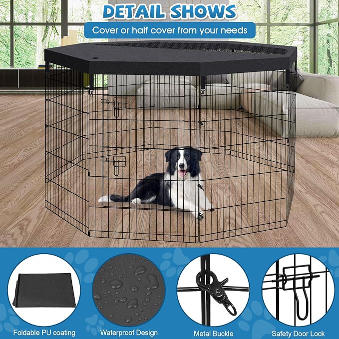 Peekaboo Pet Playpen Dog Fence Foldable Metal Dog Pen Wire Exercise Puppy Play - Image 4