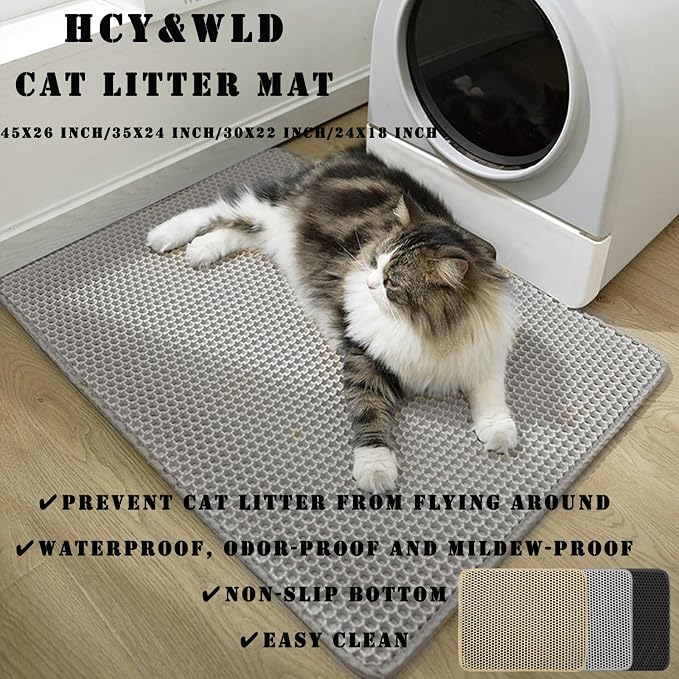 HCY&WLD Cat Litter Mat, 45x26 Inch Extra Large&Long Double Layer Cat Litter Box - Image 2