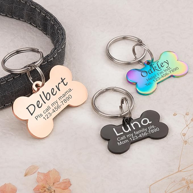 Anavia Personalized Pet ID Tags, Stainless Steel Glossy Laser Engraved Dog Cat - Image 3