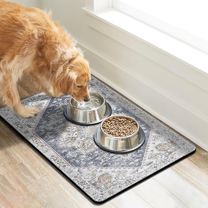 Dog Food Mats for Floors Absorbent, Pet Cat Food Mat - Image 2