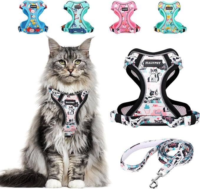 Halypet Cat Harness and Leash Set Cute Escape Proof Vest Harness by DOMoreWithYourPet