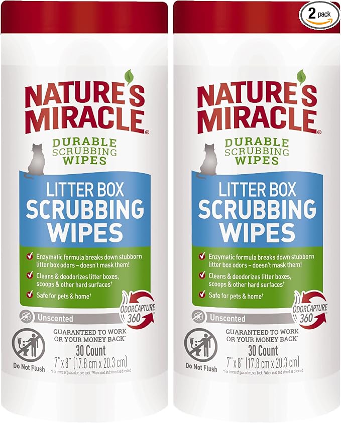 Nature’s Miracle Litter Box Scrubbing Wipes 30 Count by NaturesMiracle