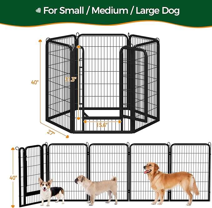 Yaheetech Dog Playpen Outdoor, 40 inch 6 Panels Dog Pen Indoor Heavy Duty Puppy - Image 4