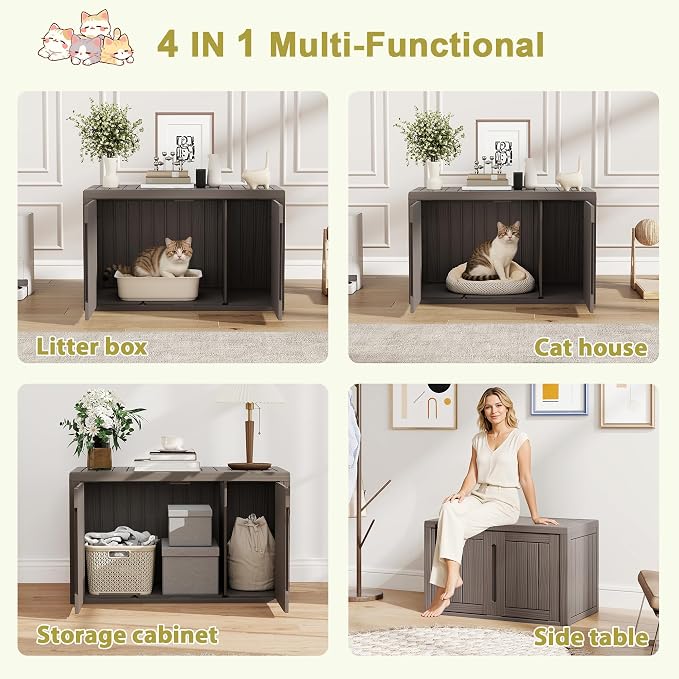 Cat Litter Box Enclosure, Hidden Enclosed Litter Box Furniture - Image 5