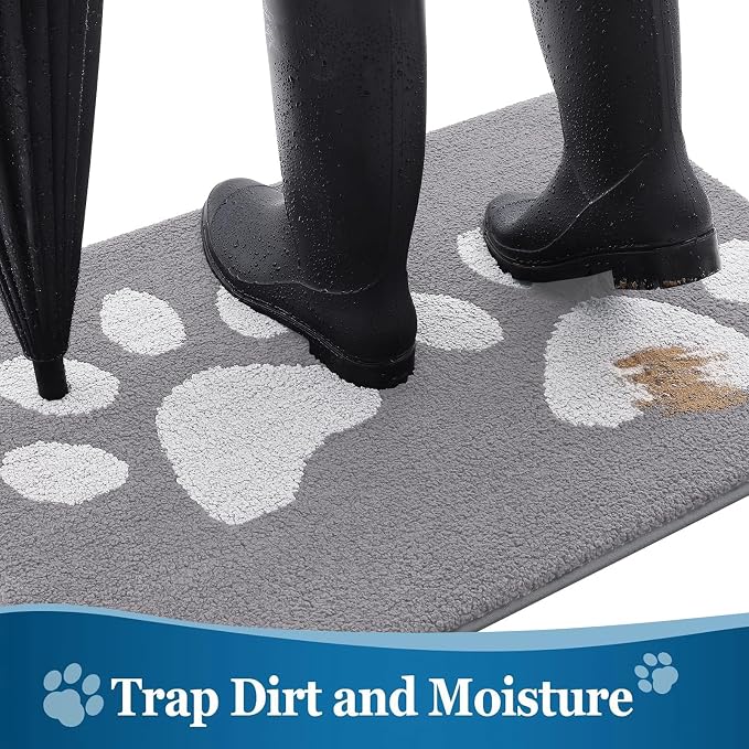 Buganda Dog Door Mat for Muddy Paws, Absorbent Dirt Trapper Washable Indoor - Image 3