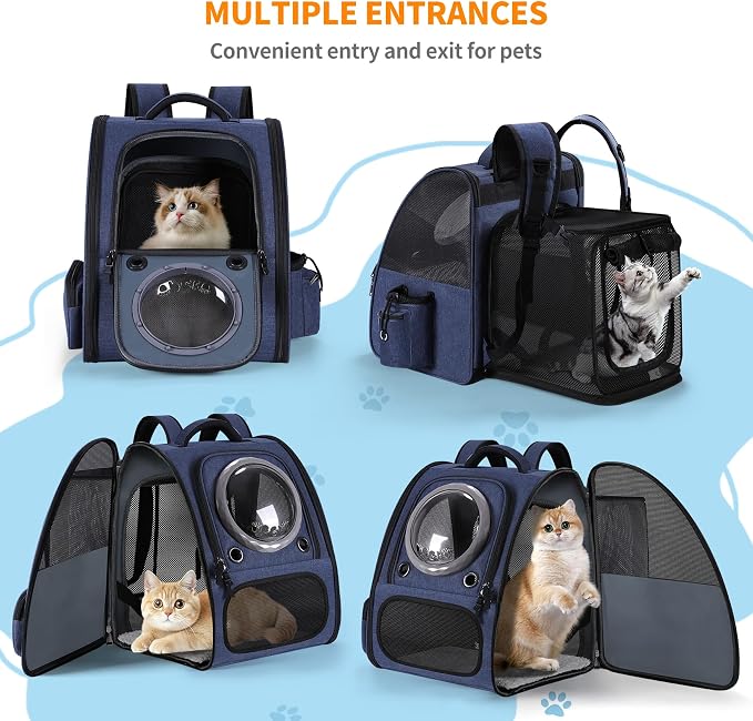 Bubble Cat Backpack Carrier, Expandable Cat Carrier Backpack, Breathable Pet - Image 4