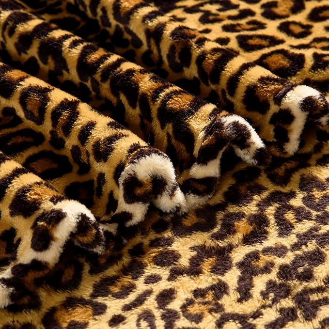 Bnuitland Leopard Print Fleece Flannel Throw - Image 8
