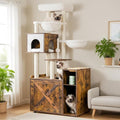 Hey-brother Cat Tree with Litter Box Enclosure, Modern Cat Tower by Hey-brother