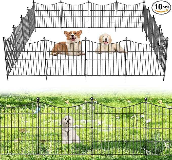 10 Panels No Dig Dog Fence Outdoor by OutdoorFence