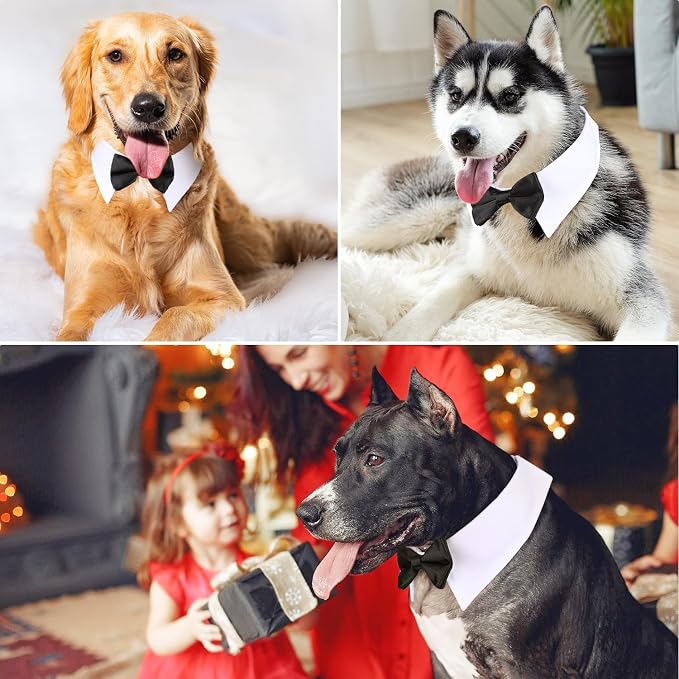 Segarty Dog Tuxedo Collar for Neck Girth 12.6-15.7in, Bow Tie Collar Black - Image 3