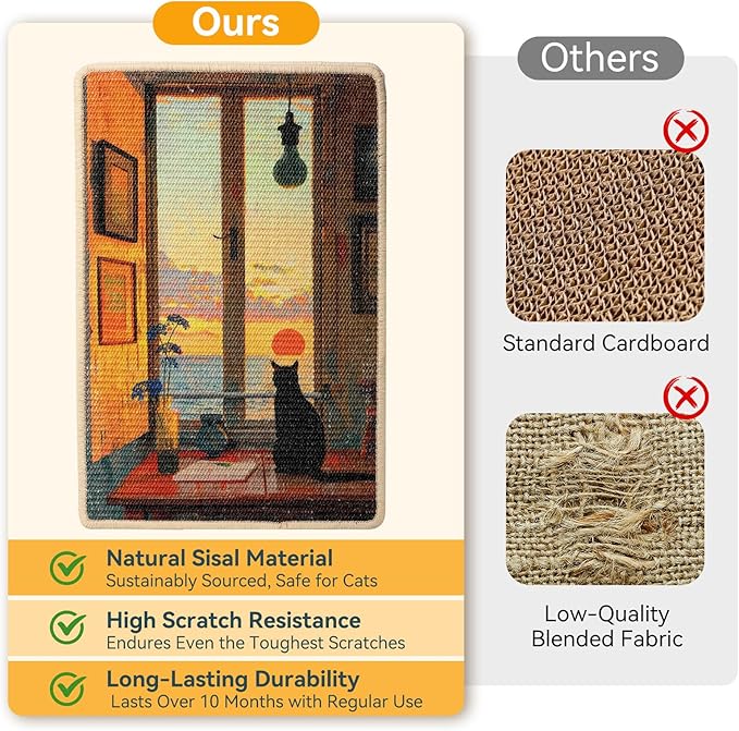 3-in-1 Sisal Cat Scratcher Mat 23.6x15.7 – Durable Scratch Rug - Image 4