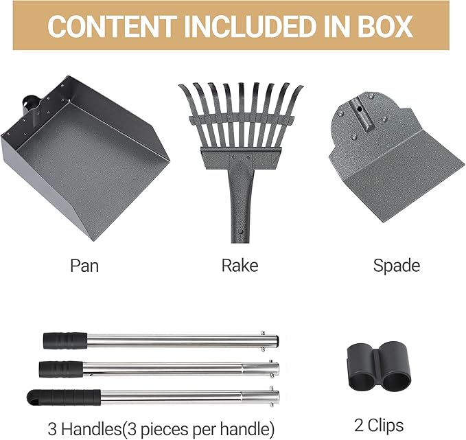 Heeyoo Dog Pooper Scooper, Dog Poop Tray and Rake Set, Pet Waste Removal Scoop - Image 5