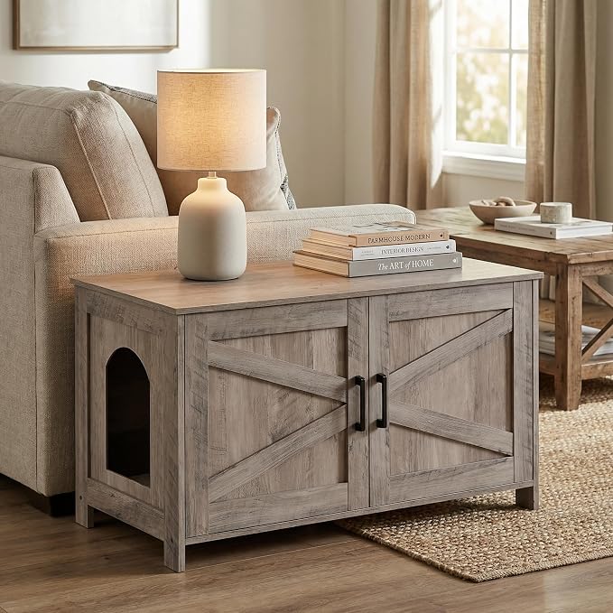 Homhedy 39.4" L Cat Litter Box Enclosure, Pet House - Image 3