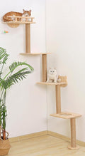 Cat Tree Wall Mounted with 4 Levels Shelves, Perching and Lounging by Caloreduce