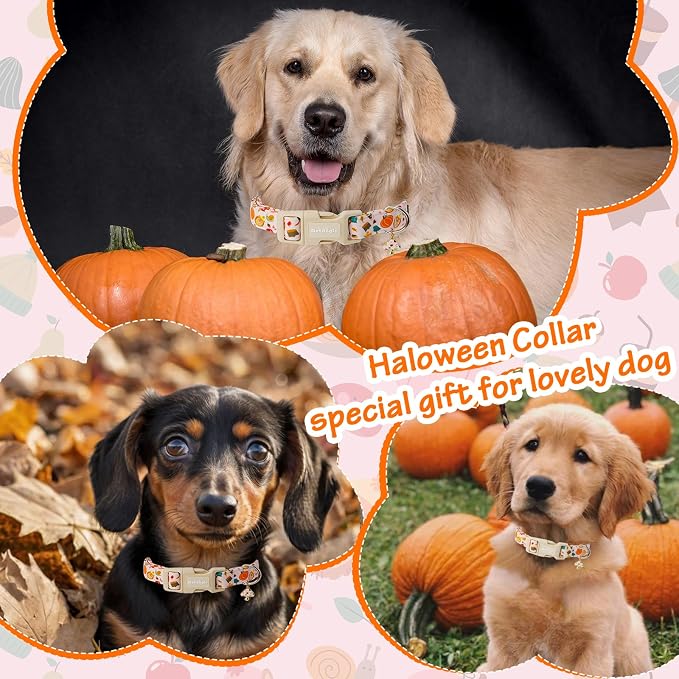 Spooky Halloween Dog Collar, Handmade Cotton - Image 2