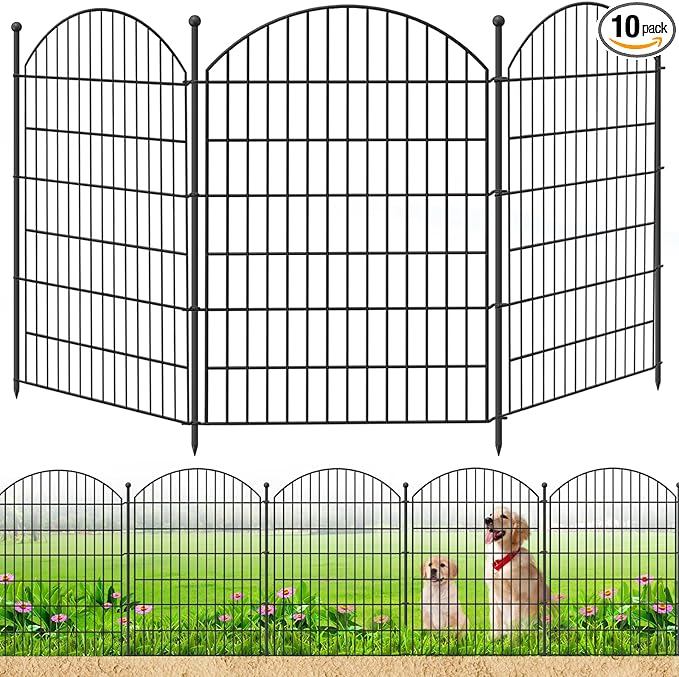 Decorative Garden Fence 40in x24ft, 10 Pack No Dig Fence Animal Barrier by Thrivinest