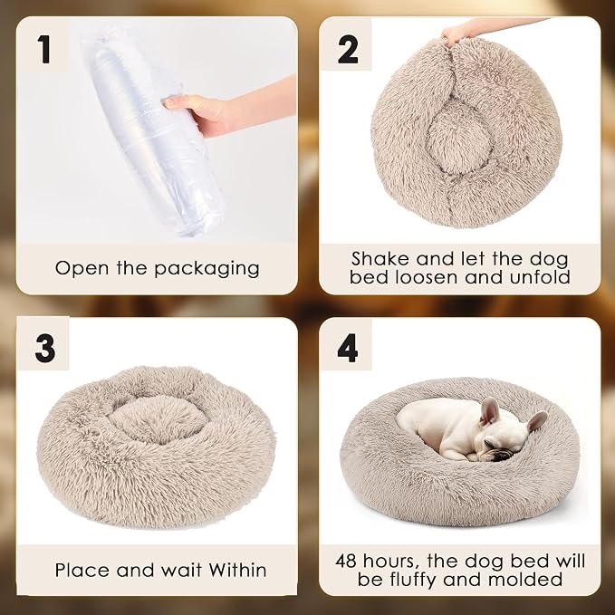28in Large Dog Bed, Medium Size Dog and Cats, Calming Donut Bed - Image 6