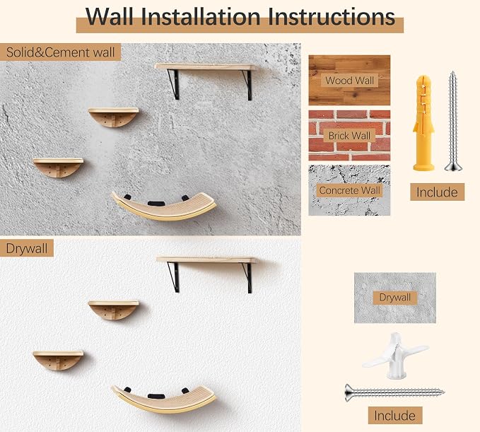 Wood Cat Wall Shelf with Soft Foam Cushion, Curved Cats Wall Bed - Image 9