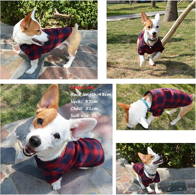 Koneseve Dog Shirt, Pet Plaid Clothes Shirt T-Shirt Sweater Matching Breathable - Image 6